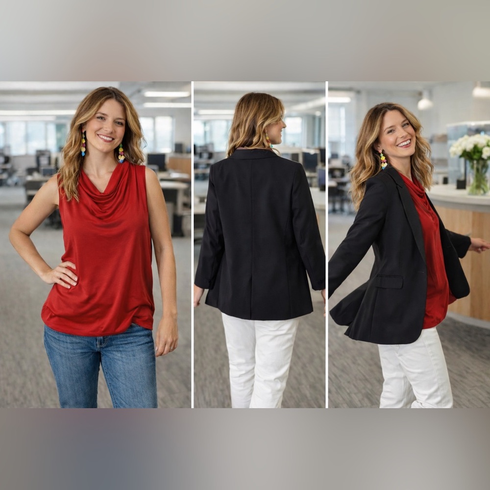 Red Zig Zag Stripe Cowl Neck Sleeveless Top 1XL | Y2K Flowy Draped